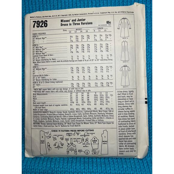 McCalls 7926 Sewing pattern Dress fit and flare 1960s size 13 - Picture 3 of 5